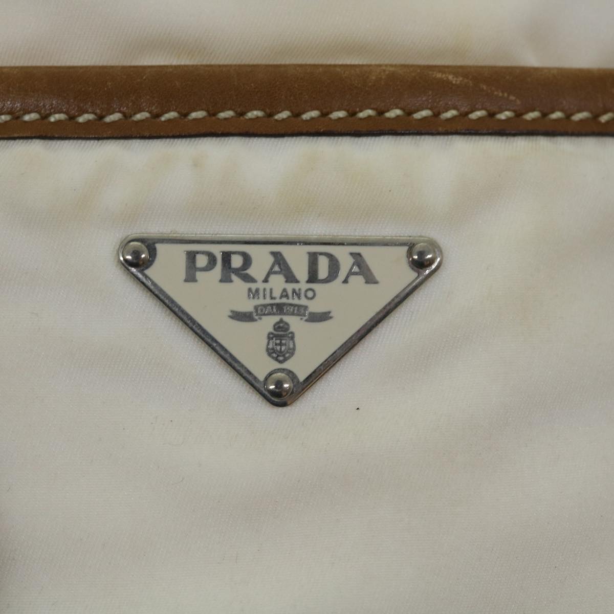 PRADA Shoulder Bag Nylon Beige Auth am4990