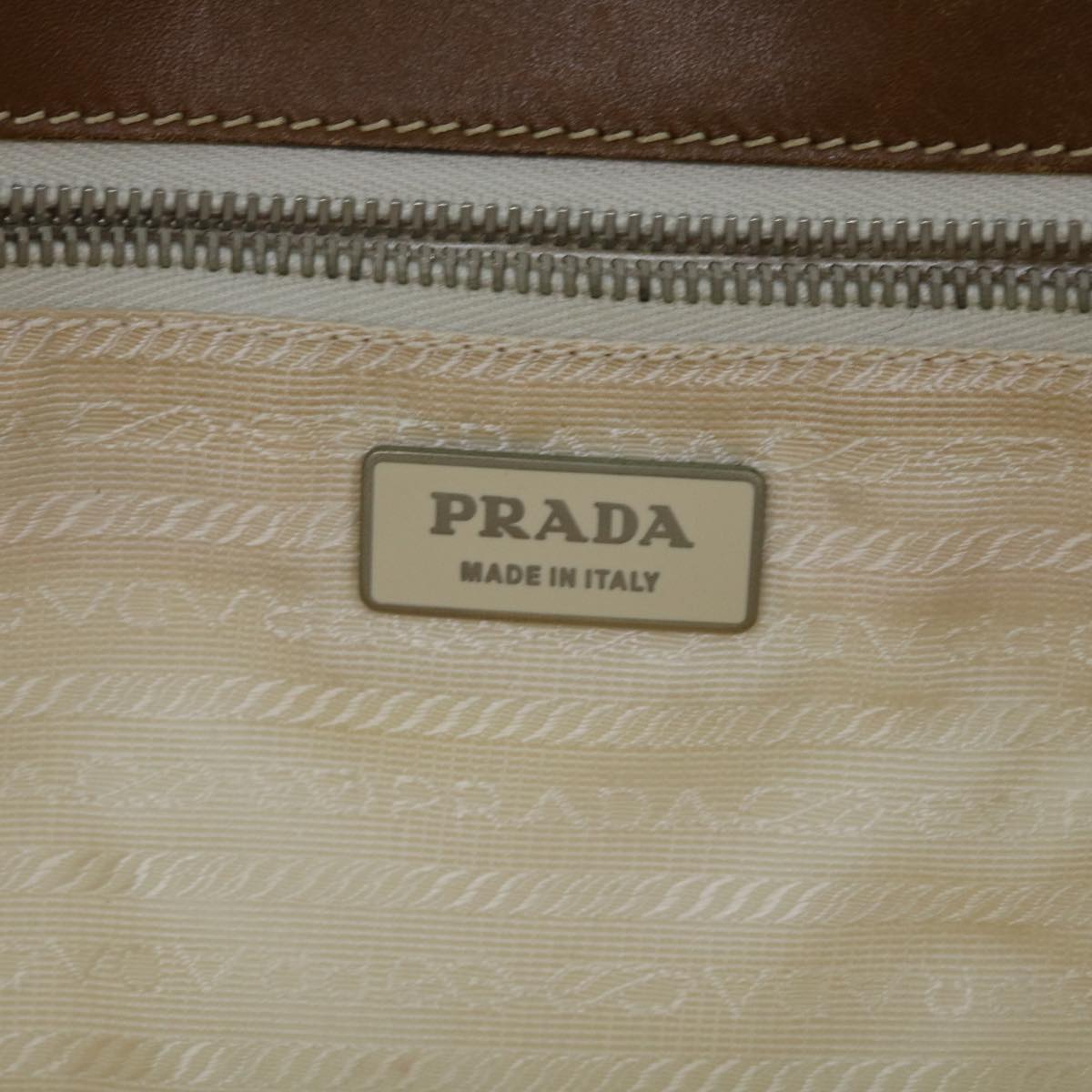 PRADA Shoulder Bag Nylon Beige Auth am4990