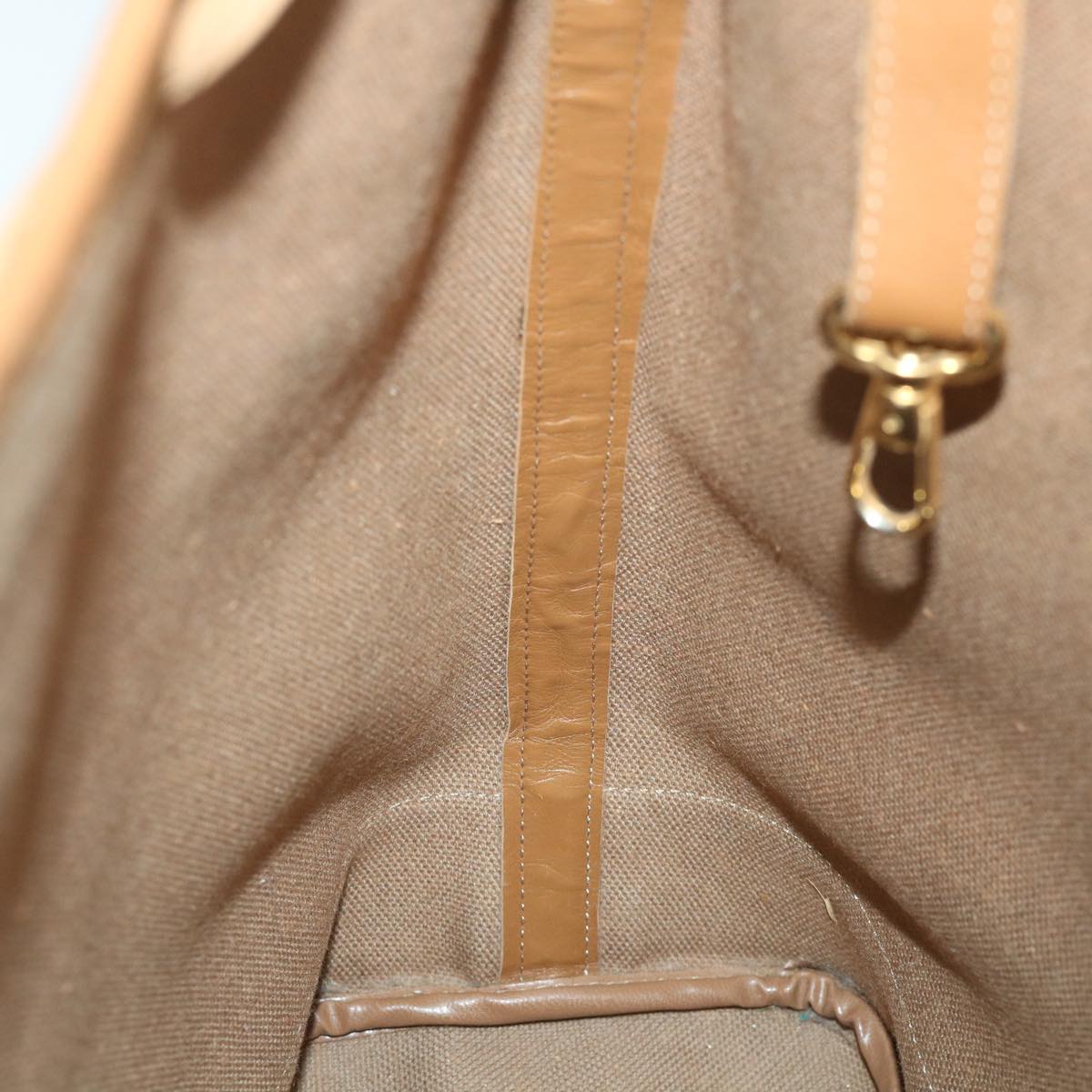 Christian Dior Honeycomb Canvas Shoulder Bag PVC Leather Beige Auth am5041