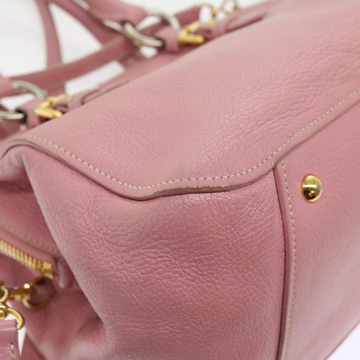 Miu Miu Hand Bag Leather 2way Pink Auth am5042
