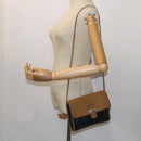 Christian Dior Honeycomb Canvas Shoulder Bag PVC Leather Black Auth am5058-22