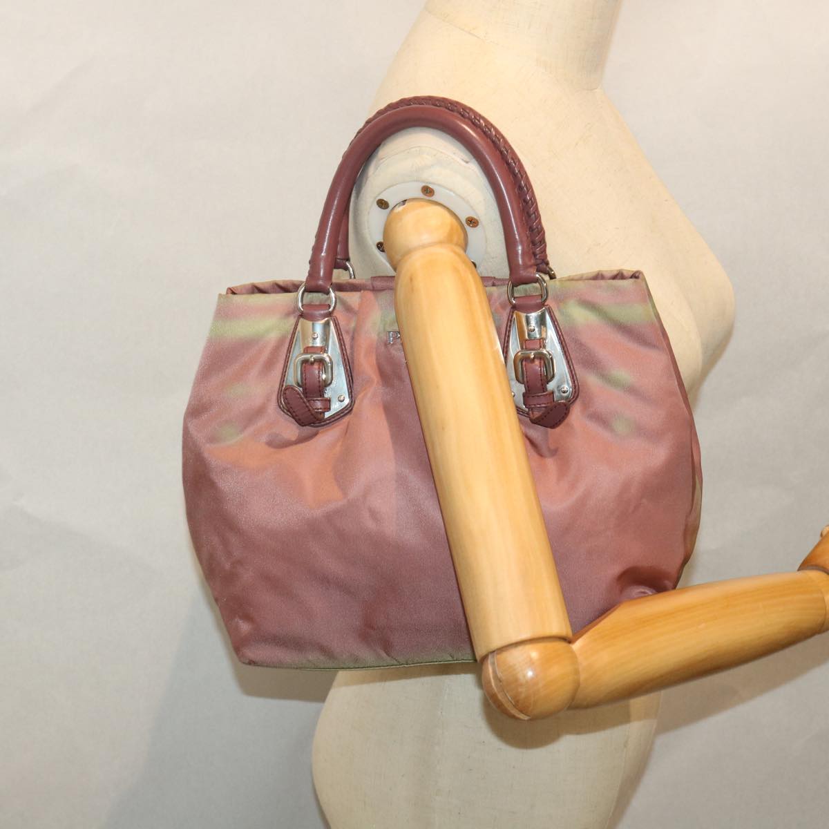 PRADA Hand Bag Nylon Pink Auth am5092