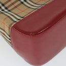 BURBERRY Nova Check Hand Bag Nylon Canvas Beige Red Auth am5133-16