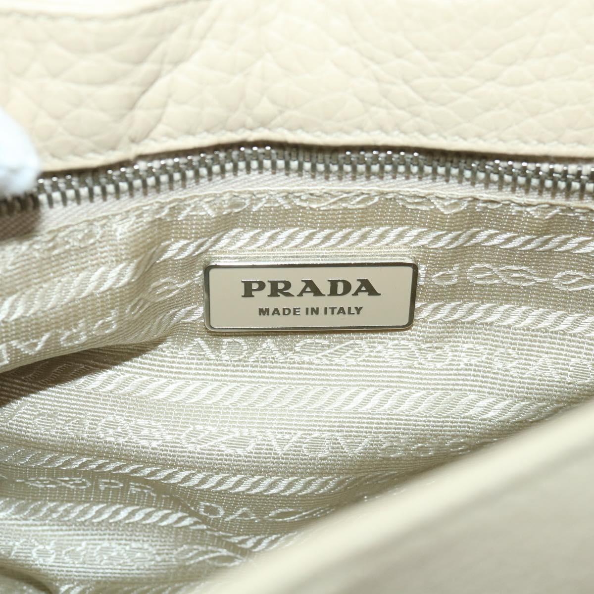 PRADA Shoulder Bag Leather Beige Auth am5134