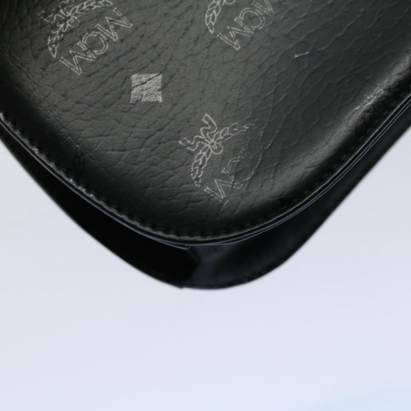 MCM Vicetos Logogram Shoulder Bag PVC Leather Black Auth am5162