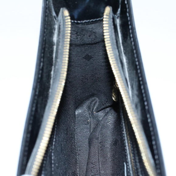 MCM Vicetos Logogram Shoulder Bag PVC Leather Black Auth am5162