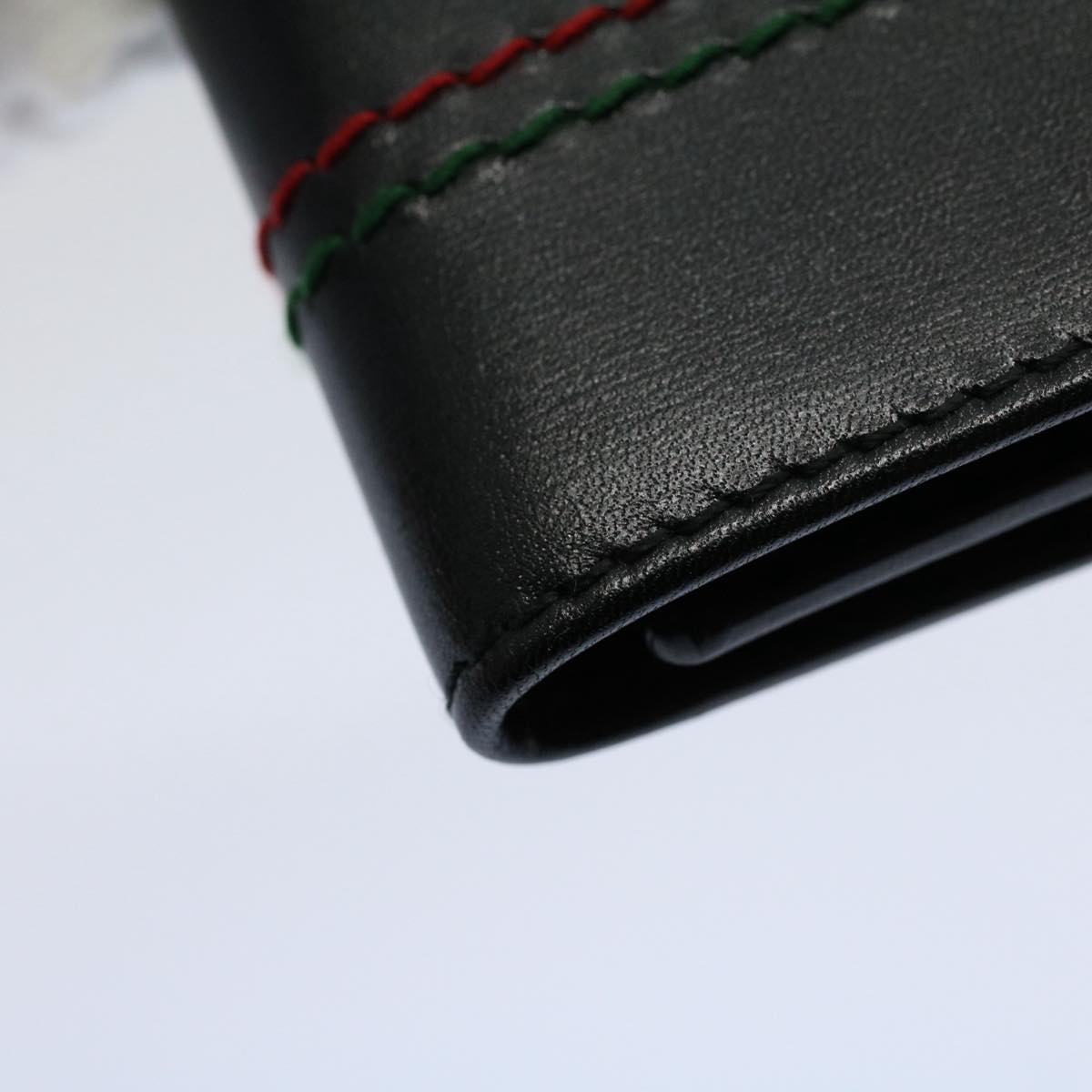 GUCCI Key Case Leather Black Red Green 138052 Auth am5177