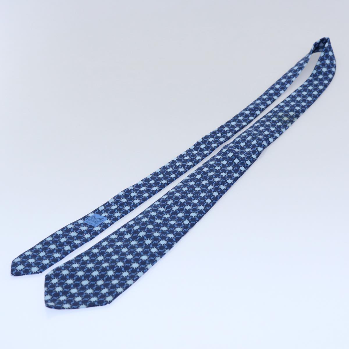 HERMES Necktie Silk 4Set Blue Navy Auth am5204