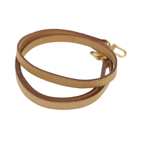LOUIS VUITTON Shoulder Strap Leather 45.7"" Beige LV Auth am5217