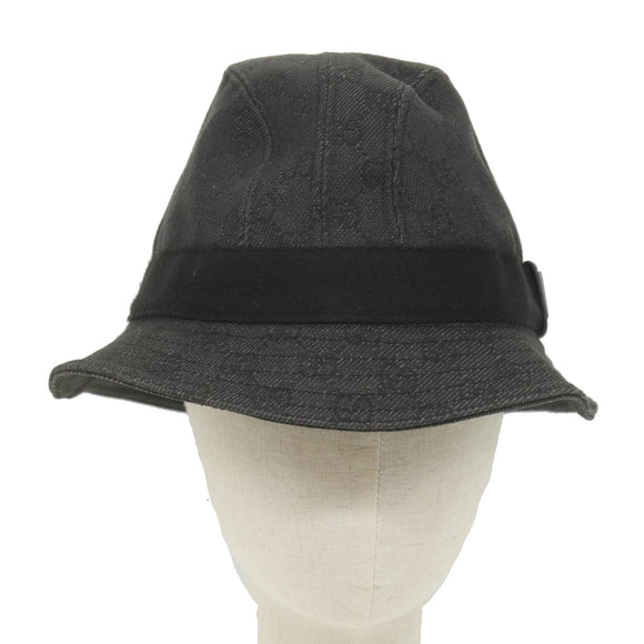 GUCCI GG Canvas Hat L Size Gray Auth am5225