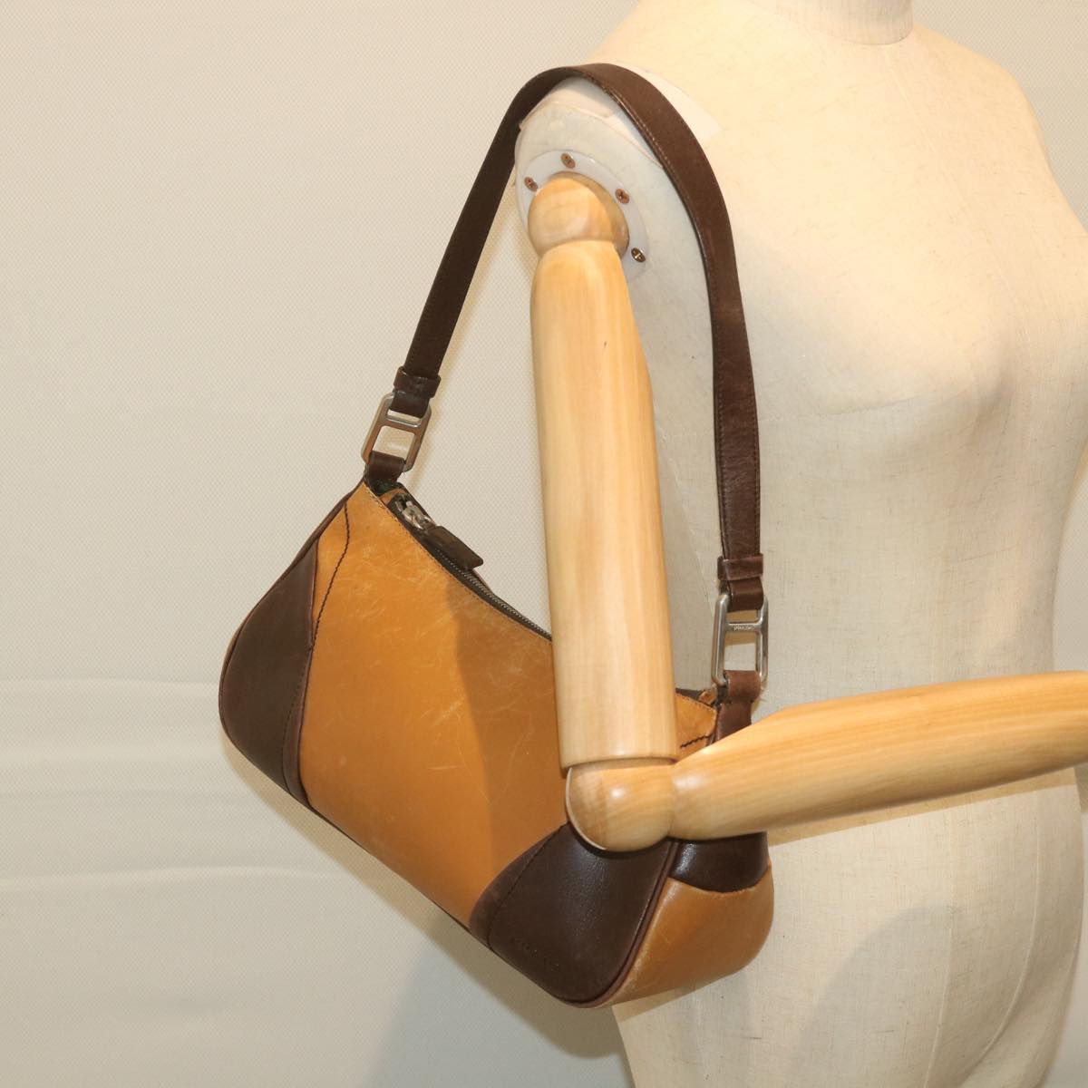 PRADA Shoulder Bag Leather Brown Auth am5231