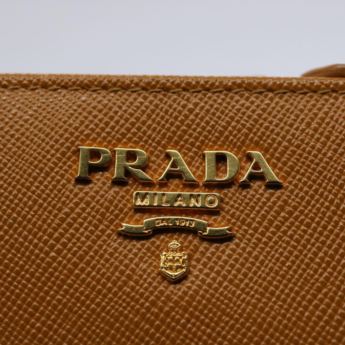 PRADA Wallet Safiano leather Yellow Auth am5275