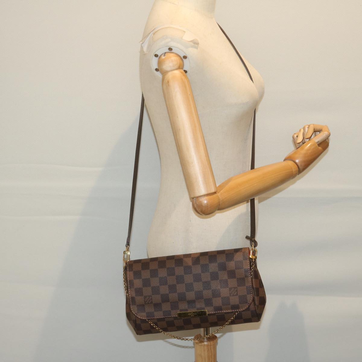 LOUIS VUITTON Damier Ebene Favorit MM Shoulder Bag 2way M41129 LV Auth am5292