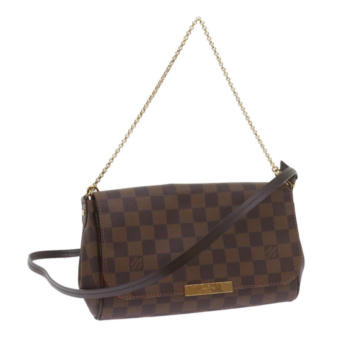 LOUIS VUITTON Damier Ebene Favorit MM Shoulder Bag 2way M41129 LV Auth am5292