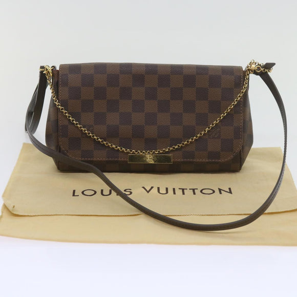 LOUIS VUITTON Damier Ebene Favorit MM Shoulder Bag 2way M41129 LV Auth am5292V