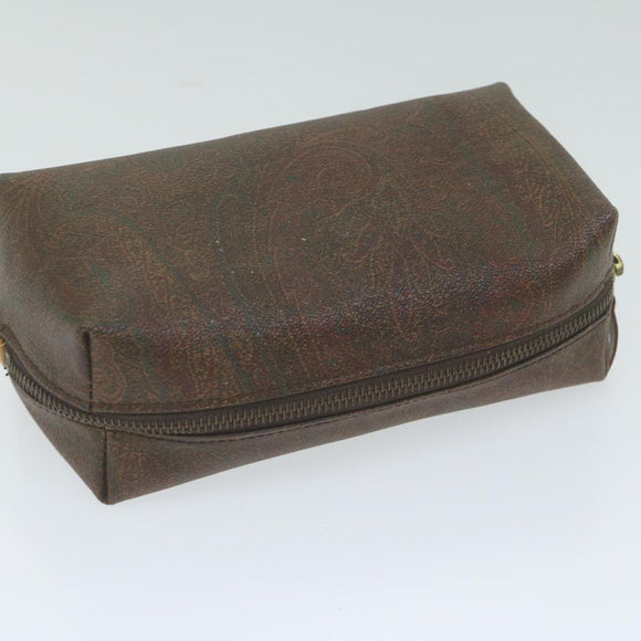 ETRO Pouch Shoulder Bag PVC 2 Set Brown Red Auth am5330