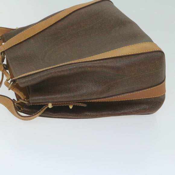 ETRO Pouch Shoulder Bag PVC 2 Set Brown Red Auth am5330