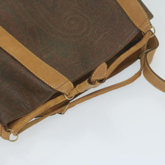 ETRO Pouch Shoulder Bag PVC 2 Set Brown Red Auth am5330