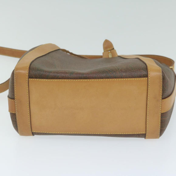 ETRO Pouch Shoulder Bag PVC 2 Set Brown Red Auth am5330