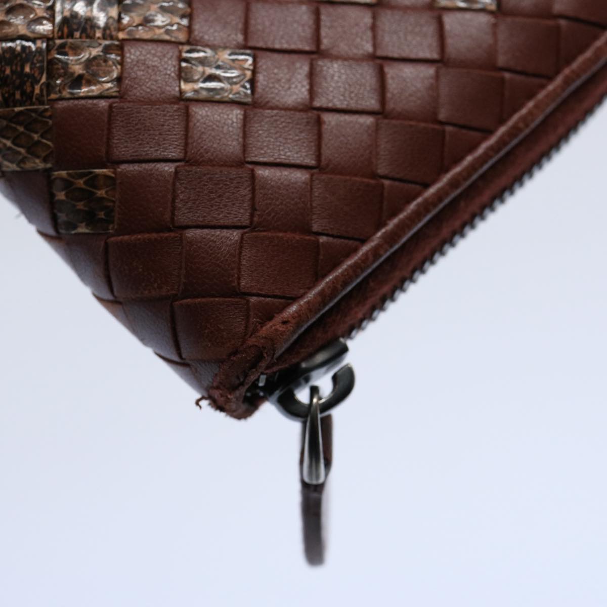 BOTTEGAVENETA INTRECCIATO Wallet Leather 2Set Brown Black Auth am5335