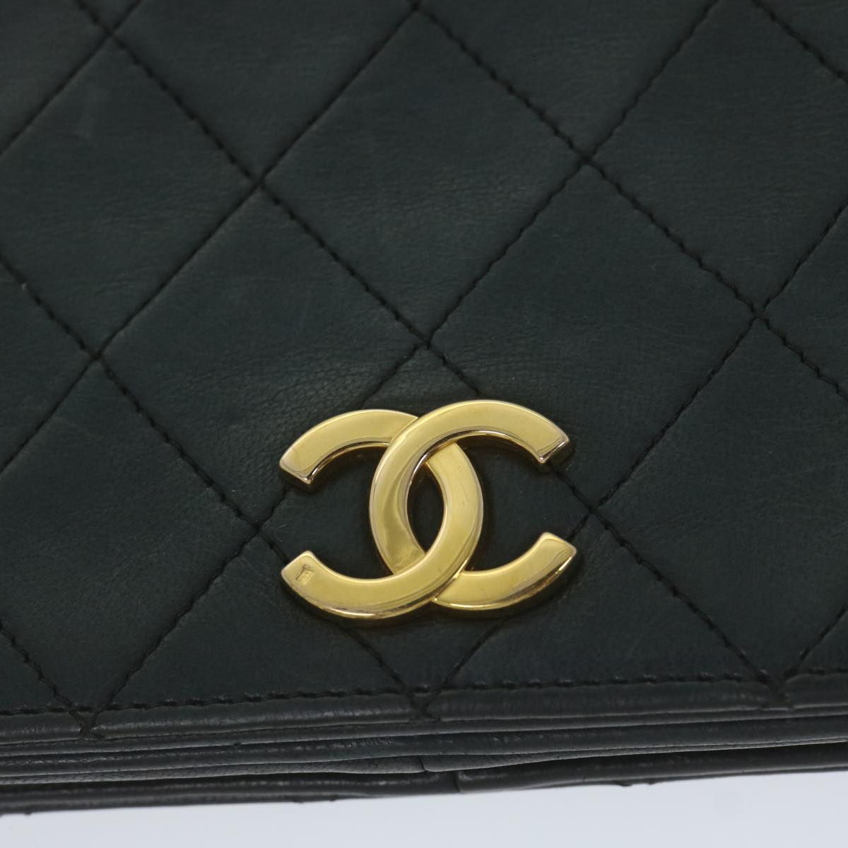 CHANEL Matelasse Chain Shoulder Bag Lamb Skin Black CC Auth am5375