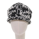 CHANEL COCO Mark Knitted Fabrics Hat Wool Black White CC Auth am5382-2