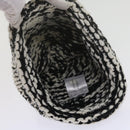 CHANEL COCO Mark Knitted Fabrics Hat Wool Black White CC Auth am5382-8