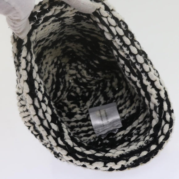 CHANEL COCO Mark Knitted Fabrics Hat Wool Black White CC Auth am5382