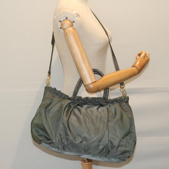 PRADA Hand Bag Nylon 2way Khaki Auth am5403