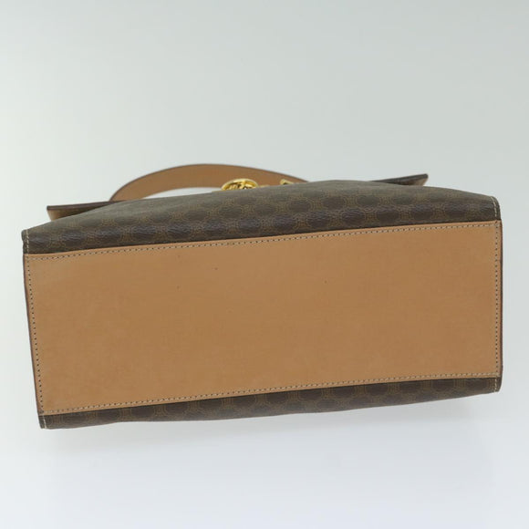 CELINE Macadam Canvas Hand Bag PVC Leather Brown Auth am5411V