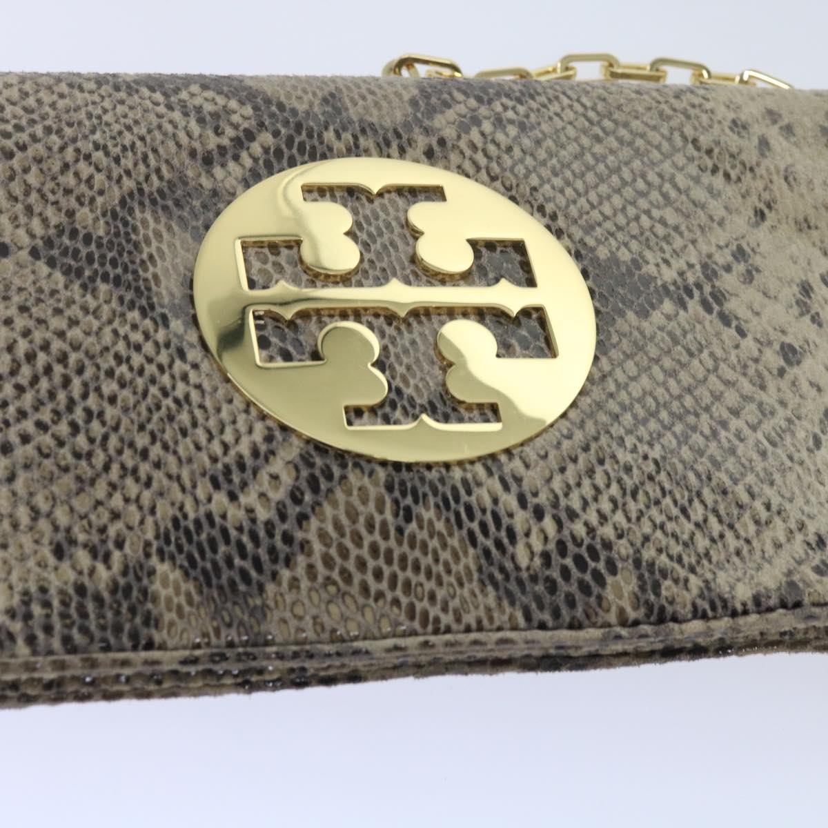 TORY BURCH Chain Shoulder Bag Suede Beige Auth am5441