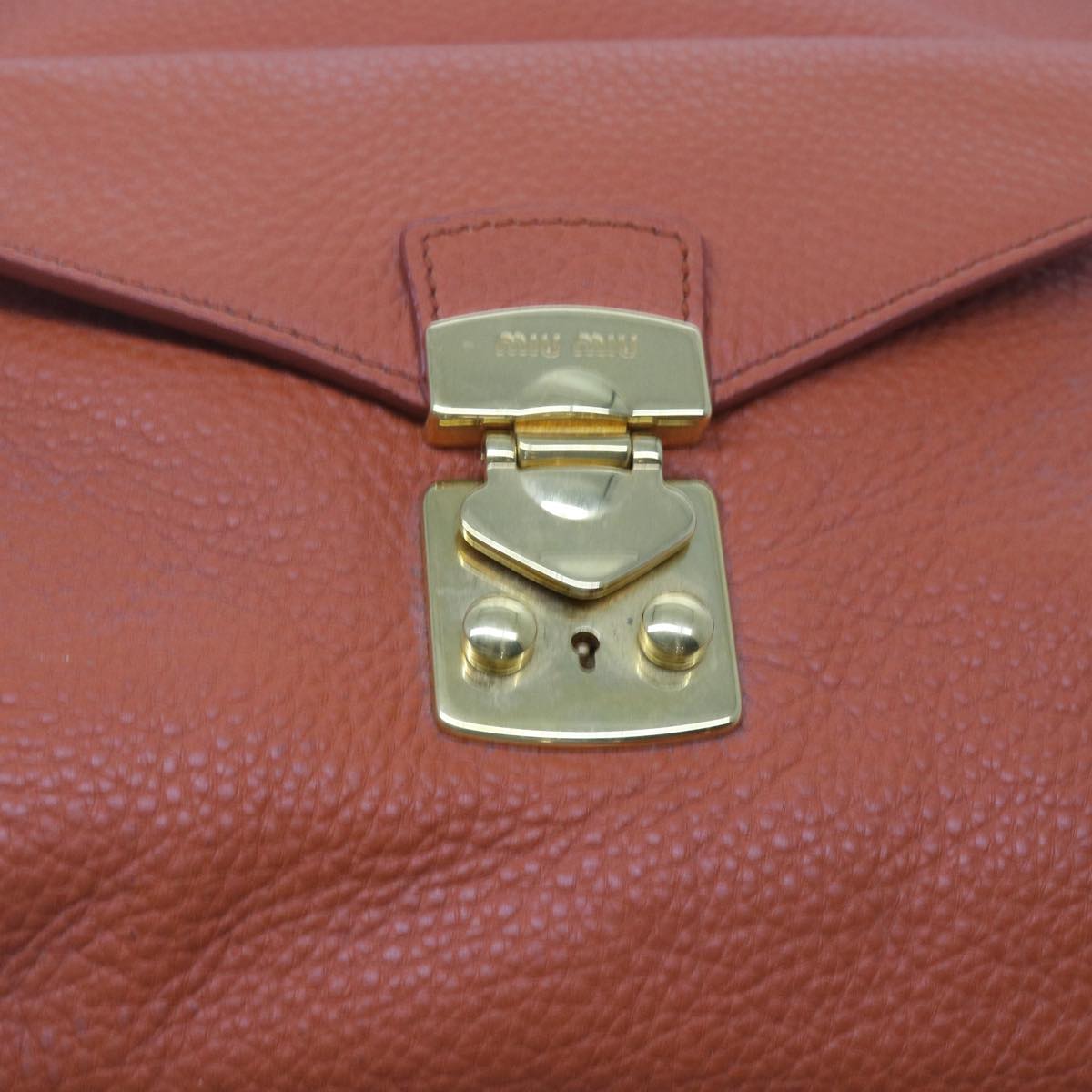 Miu Miu Shoulder Bag Leather Orange Auth am5446
