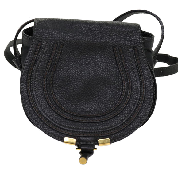 Chloe Mercy Shoulder Bag Leather Black Auth am5457V