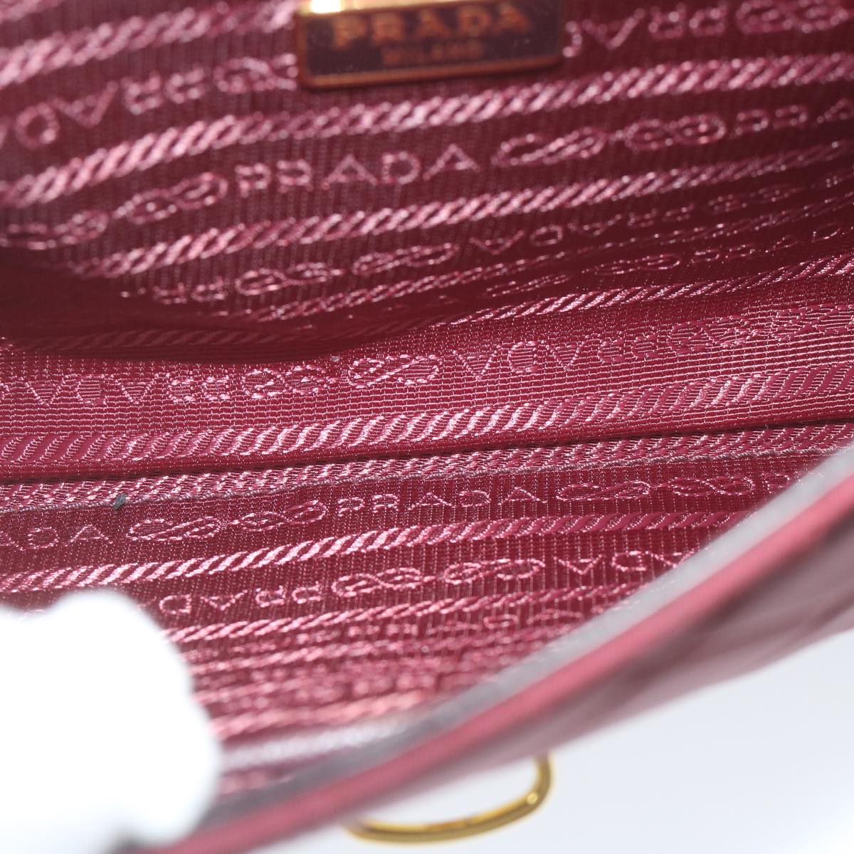 PRADA Quilted Chain Shoulder Bag Nylon Red Auth am5477