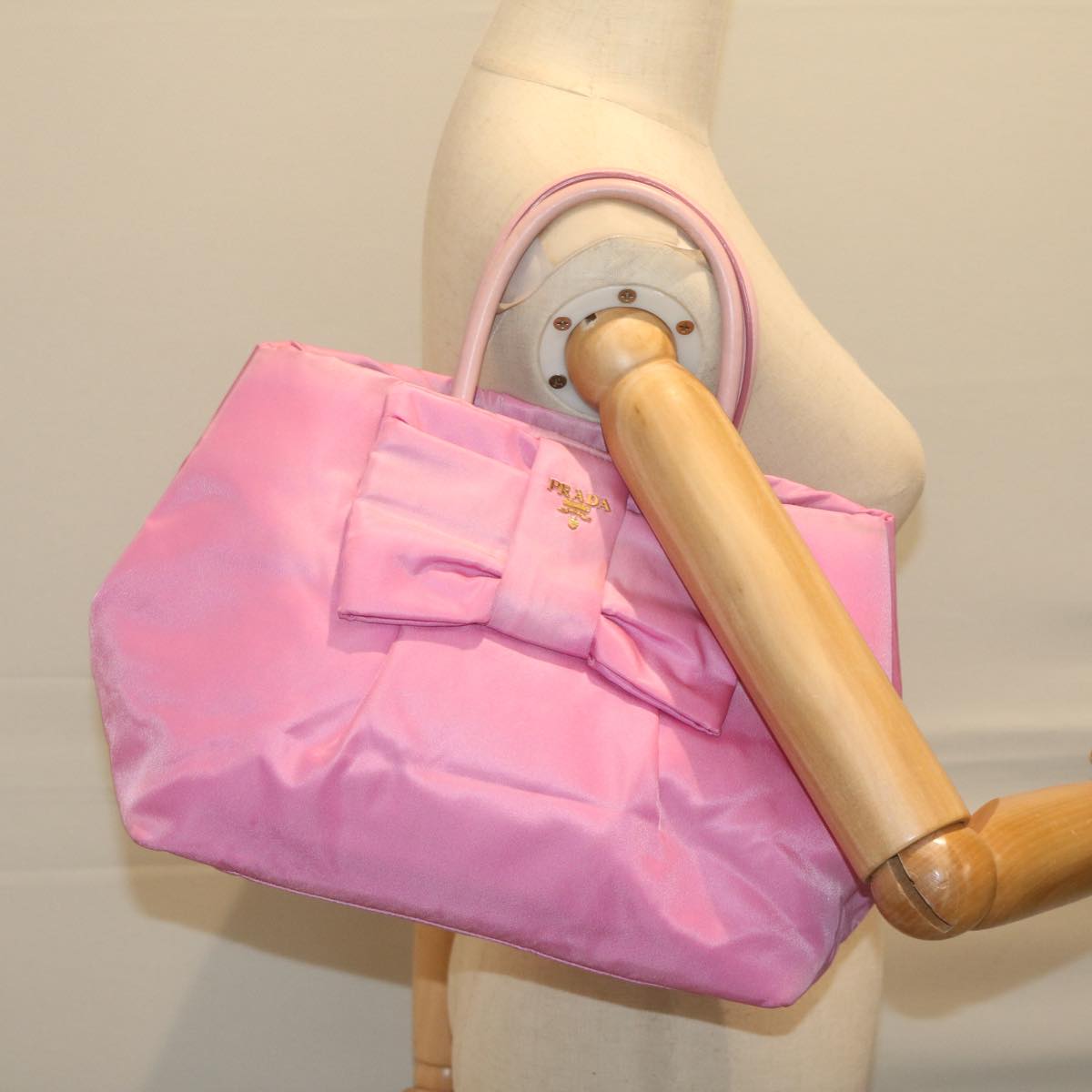 PRADA Hand Bag Nylon Pink Auth am5486