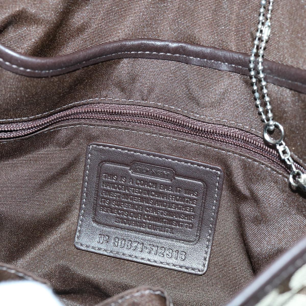 Coach Signature Shoulder Bag Canvas Leather Beige G0871 F12316 Auth am5512