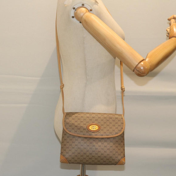 GUCCI Micro GG Supreme Schoudertas PVC Leer Beige 007 49 5548 Auth am5530