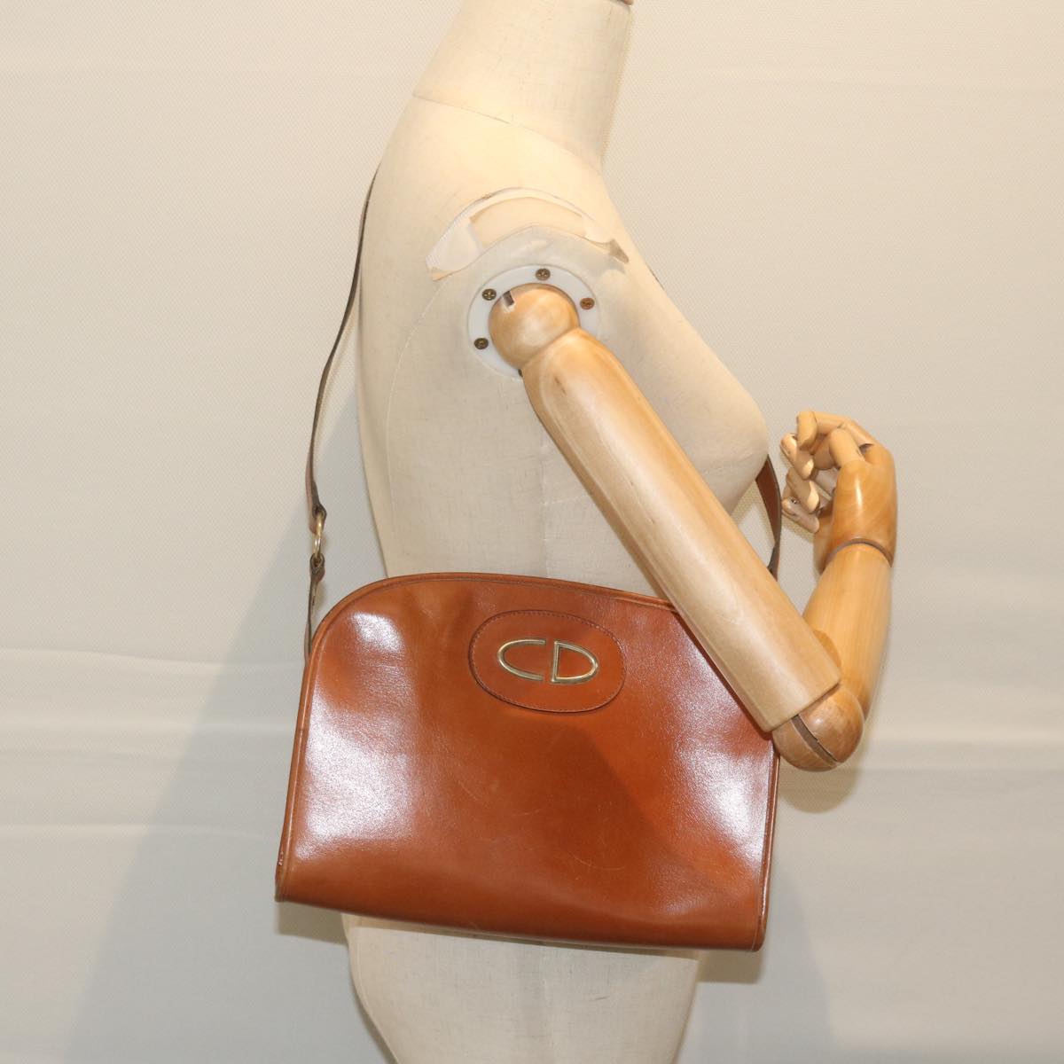 Christian Dior Shoulder Bag Leather Brown Auth am5541