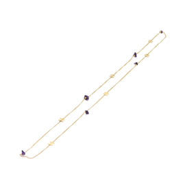 CHANEL COCO Mark Stone Necklace Gold CC Auth am5561V