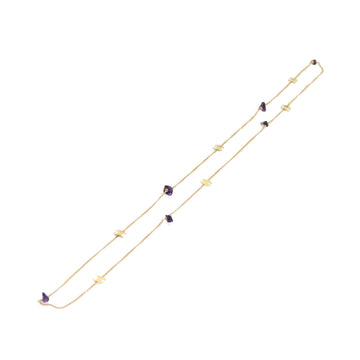 CHANEL COCO Mark Stone Necklace Gold CC Auth am5561V