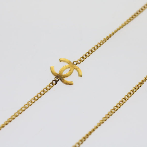 CHANEL COCO Mark Stone Necklace Gold CC Auth am5561V