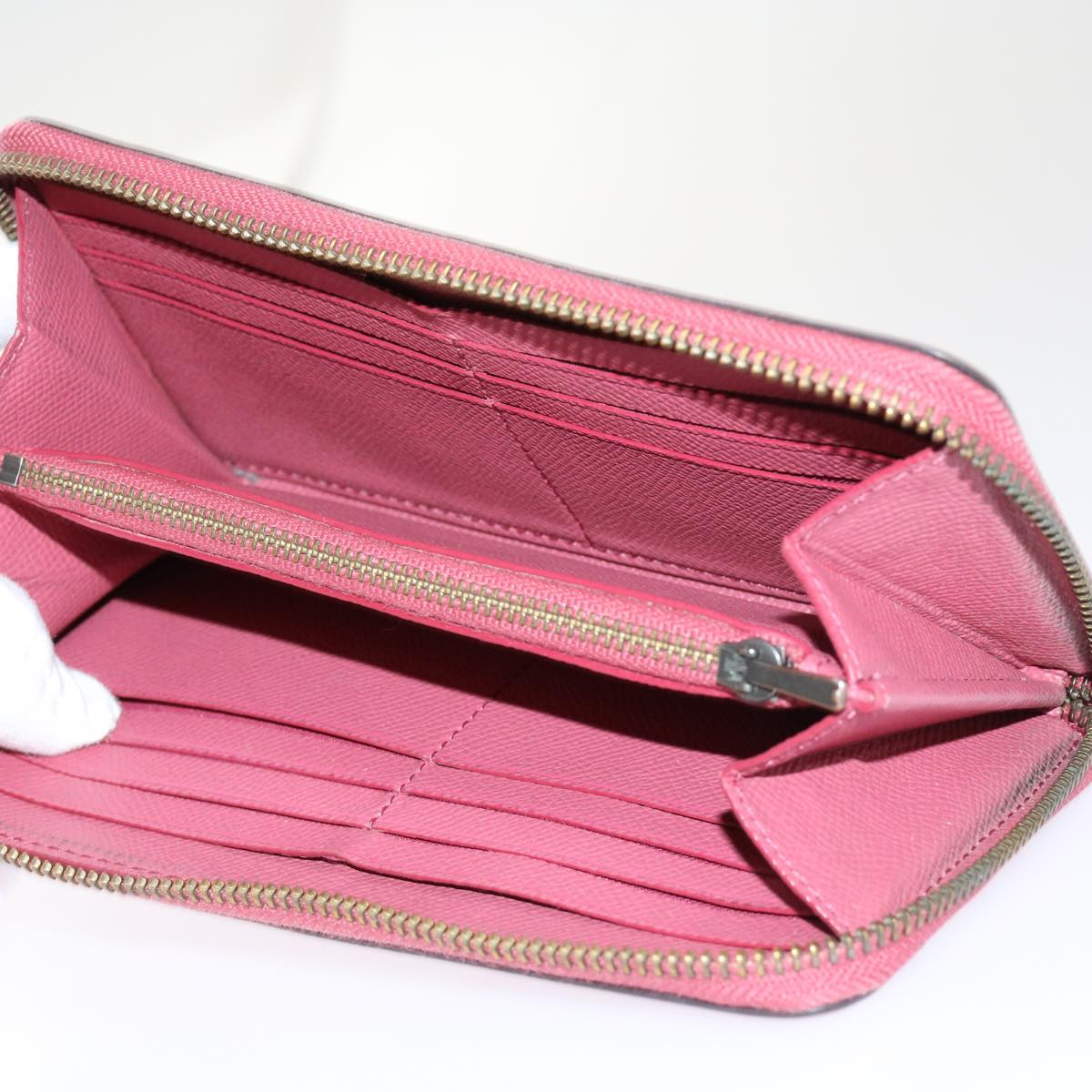 Coach Signature Wallet PVC Leather Canvas 12Set Beige Brown pink Auth am5566
