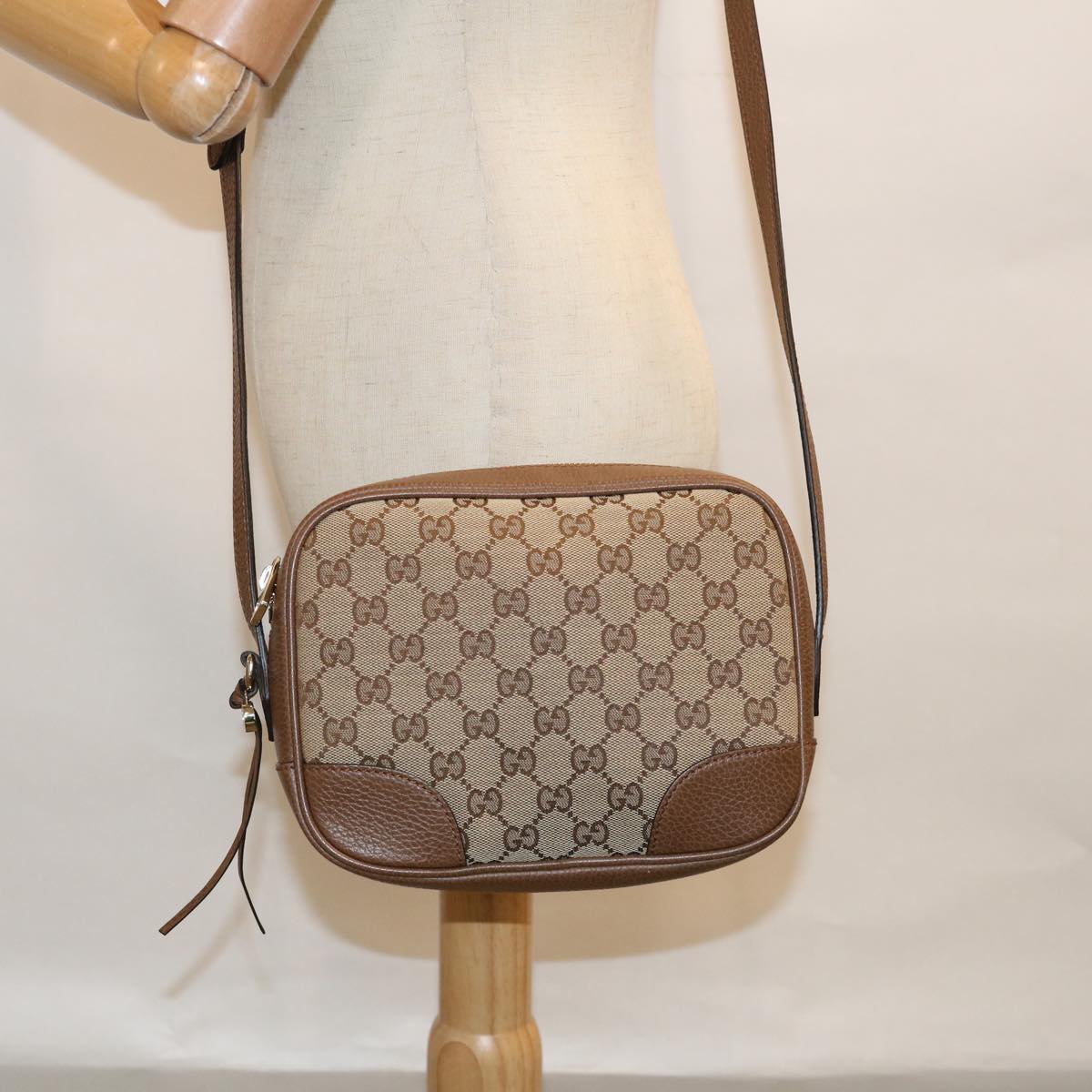 GUCCI GG Canvas Shoulder Bag Outlet Beige 449413 Auth am5624