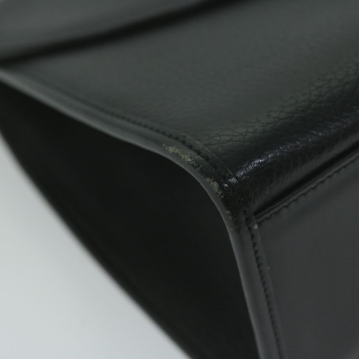 Burberrys Hand Bag Leather Black Auth am5643