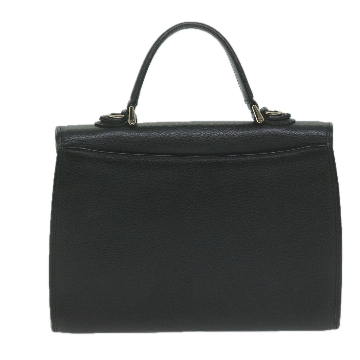 Burberrys Hand Bag Leather Black Auth am5643