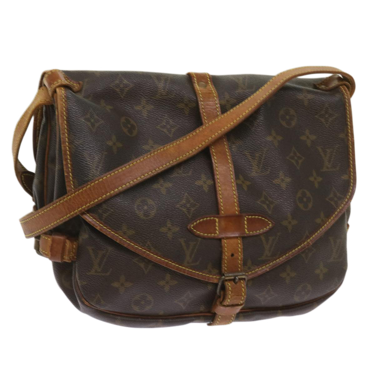 LOUIS VUITTON Monogram Saumur 30 Shoulder Bag M42256 LV Auth am5659