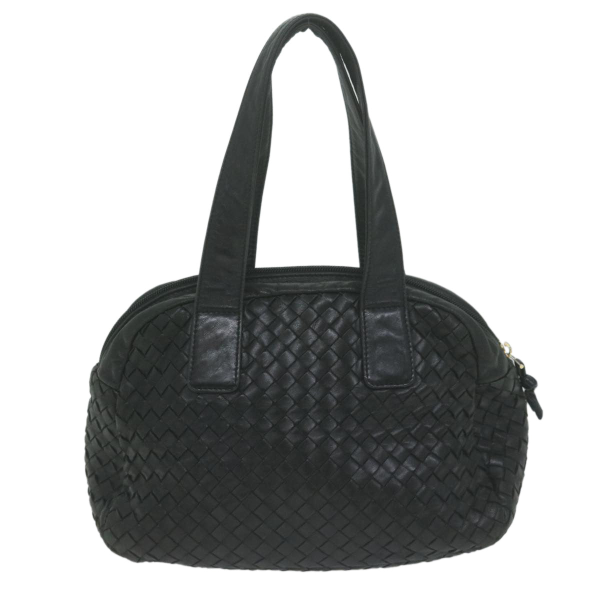 BOTTEGAVENETA INTRECCIATO Hand Bag Leather Black Auth am5660 - 0