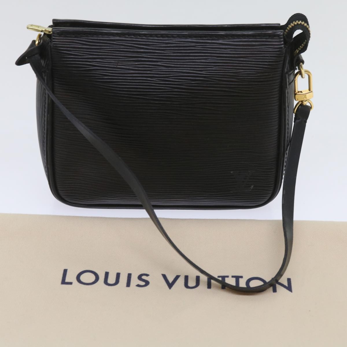 LOUIS VUITTON Epi Trousse Makeup Pouch SPO Black LV Auth am5671A