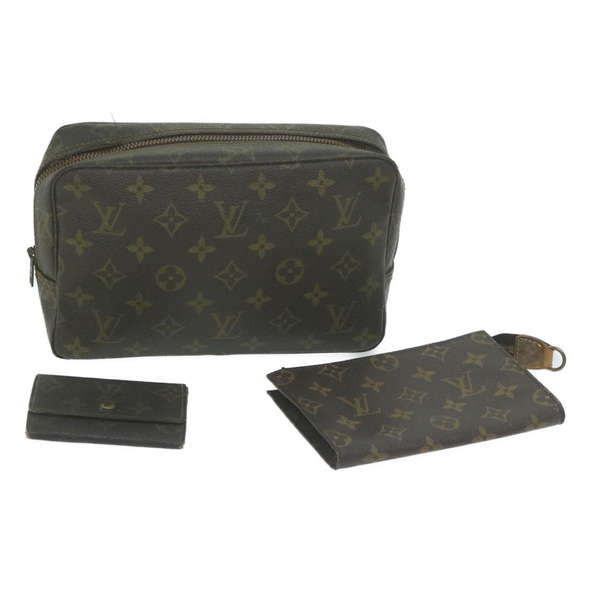 LOUIS VUITTON Monogram Pouch Clutch Bag 3Set LV Auth am5685