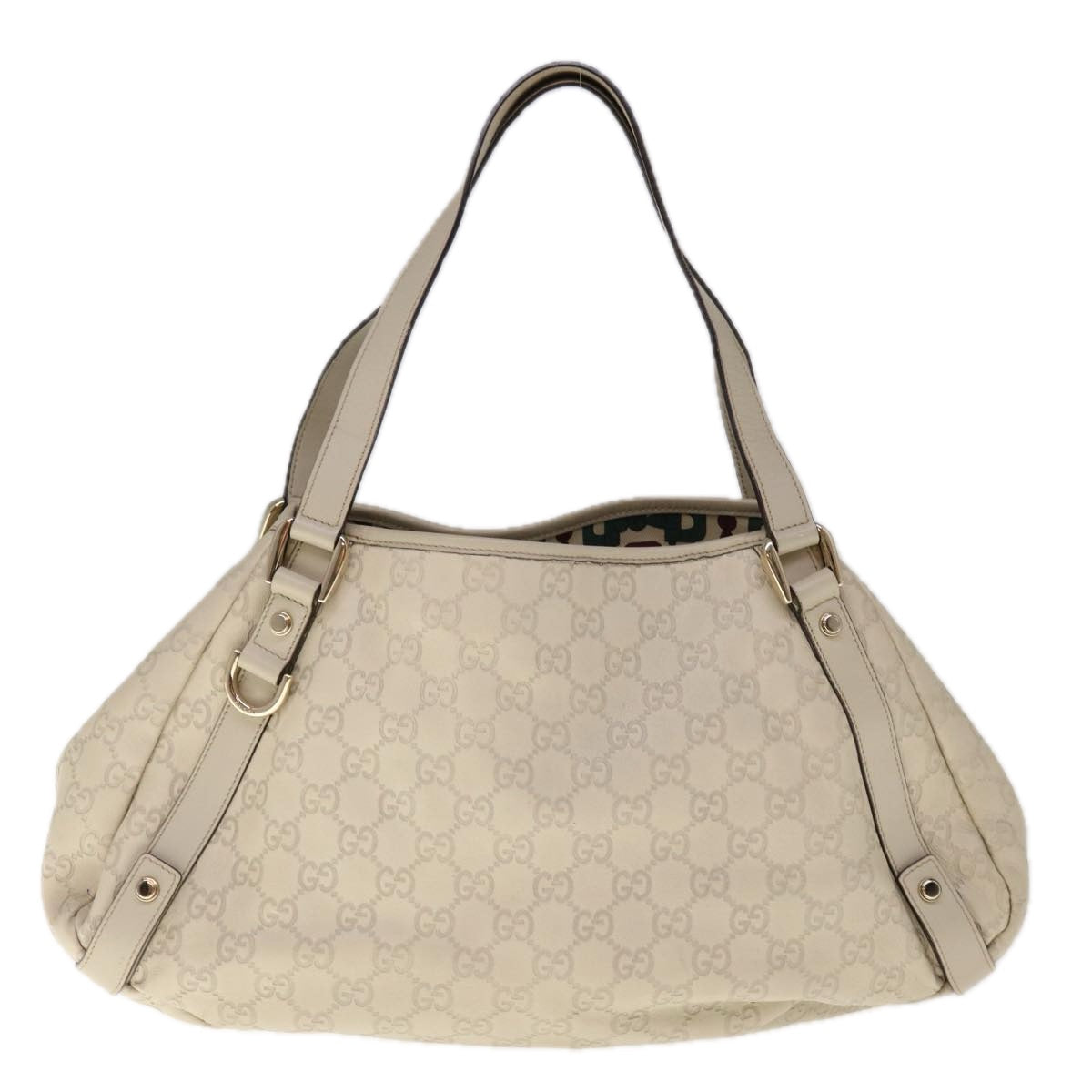 GUCCI GG Canvas Guccissima Abbey Shoulder Bag White 130736 Auth am5688